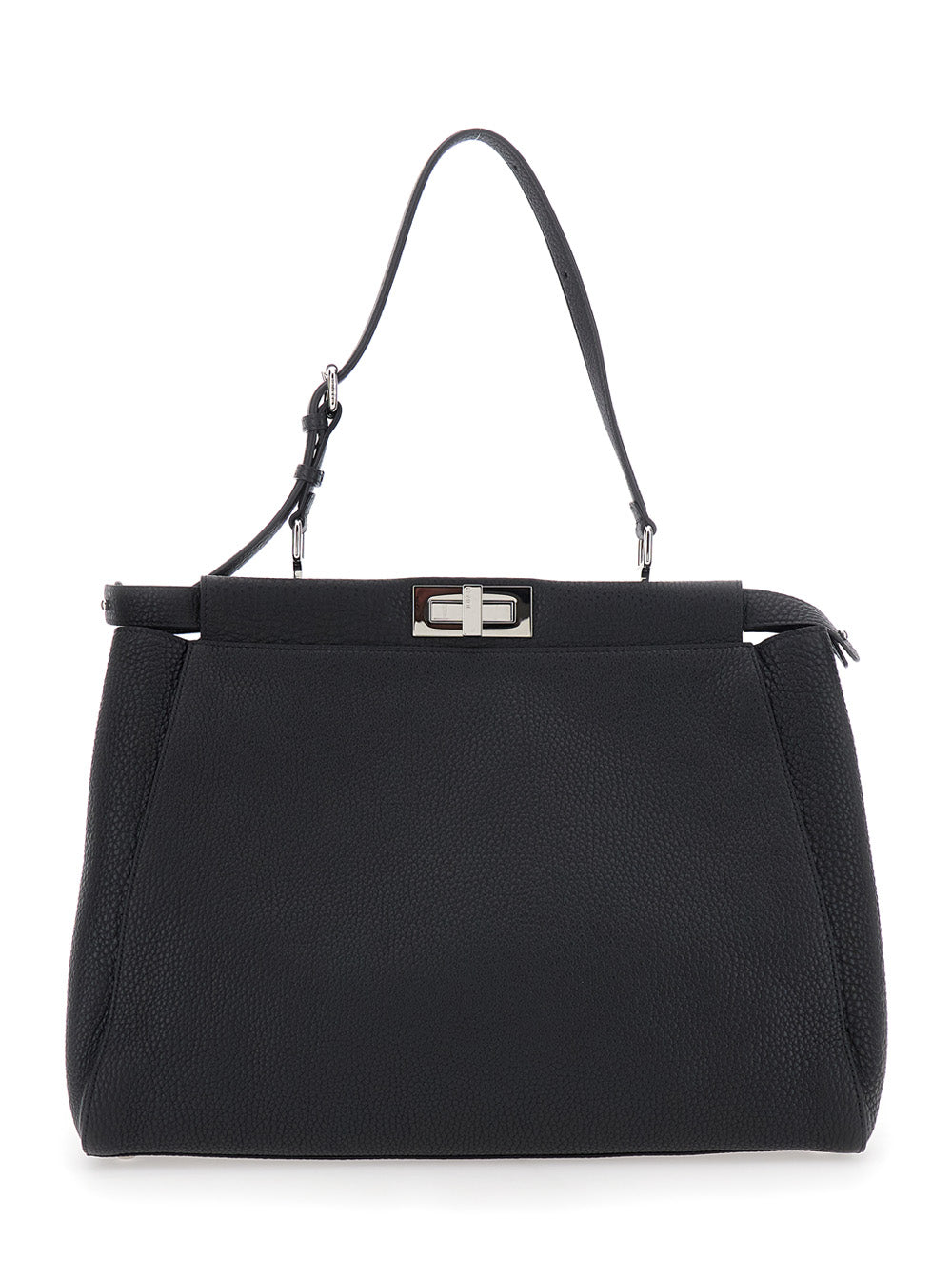 Fendi Men 'Peekaboo' Black Handbag With Ff Details In Leather For Women FENDI