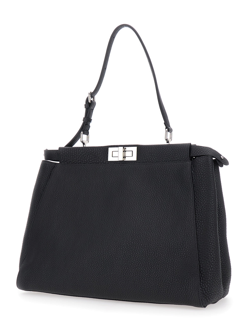 Fendi Men 'Peekaboo' Black Handbag With Ff Details In Leather For Women FENDI