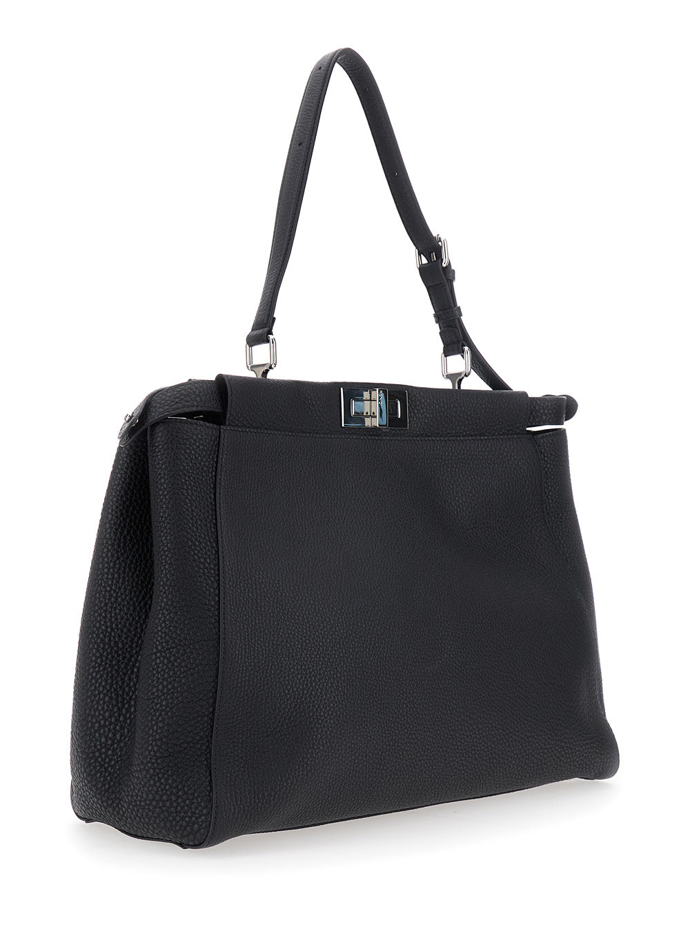 Fendi Men 'Peekaboo' Black Handbag With Ff Details In Leather For Women FENDI