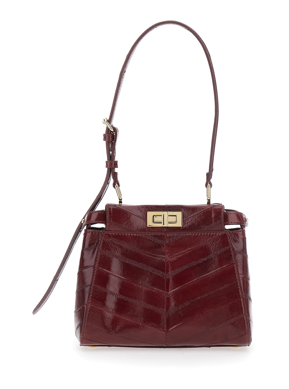 Fendi Women 'My Pekaboo Xs' Bordeaux Handbag With Turn-Lock Closure In Quilted Leather For Women FENDI