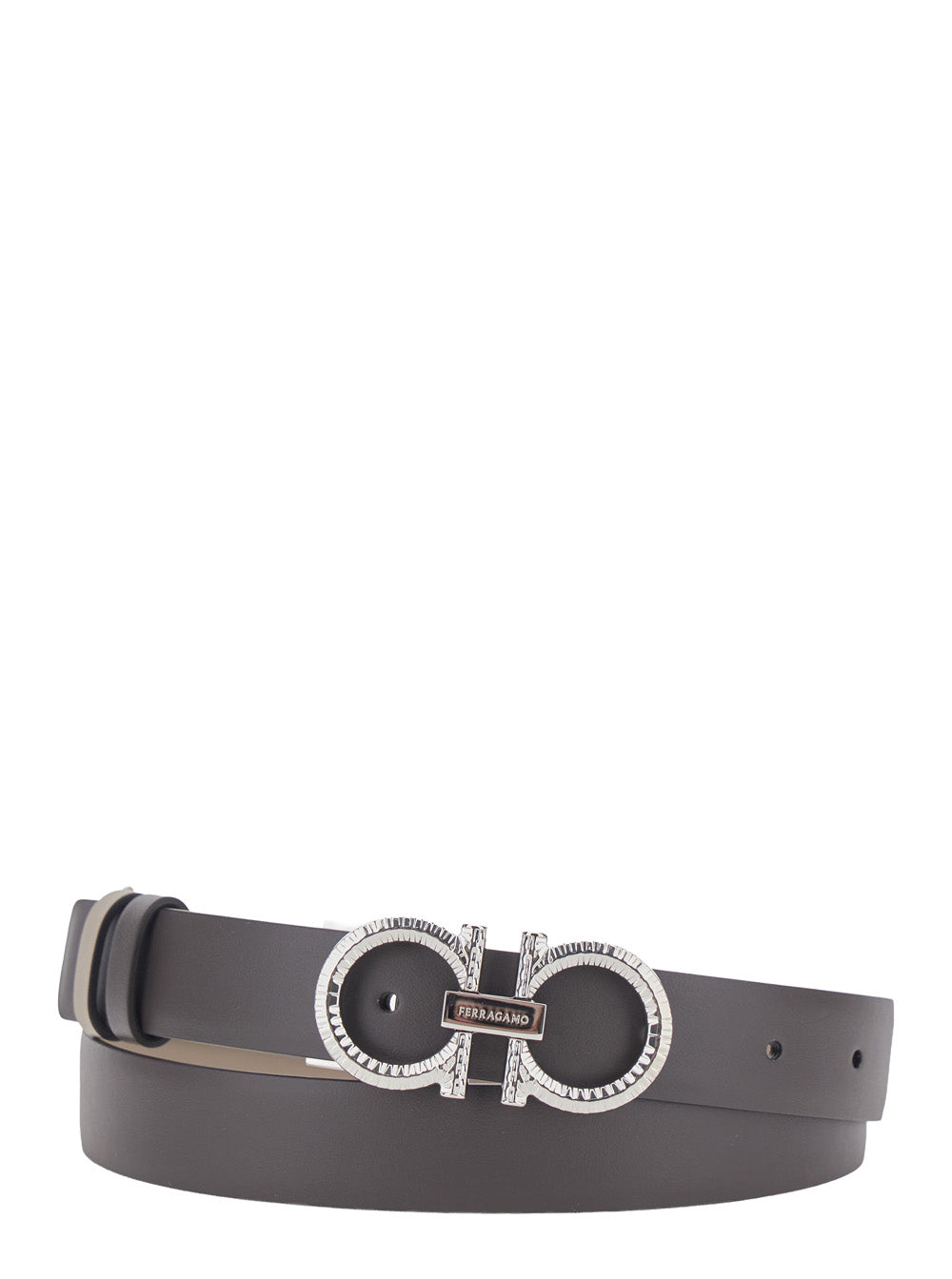 Ferragamo Women Brown Belt With Metal Gancini Buckle And Reversible Design In Leather Women FERRAGAMO