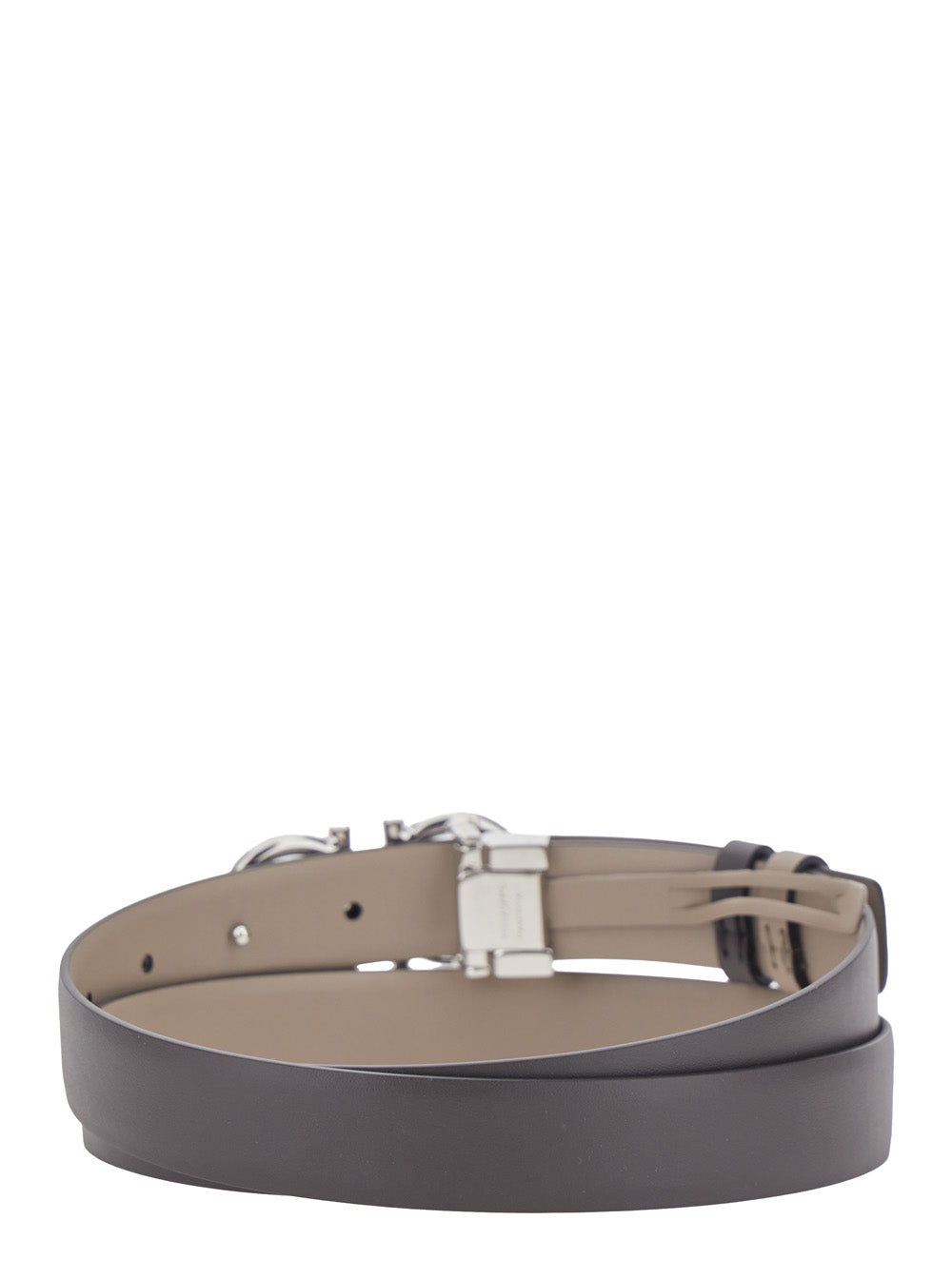 Ferragamo Women Brown Belt With Metal Gancini Buckle And Reversible Design In Leather Women FERRAGAMO