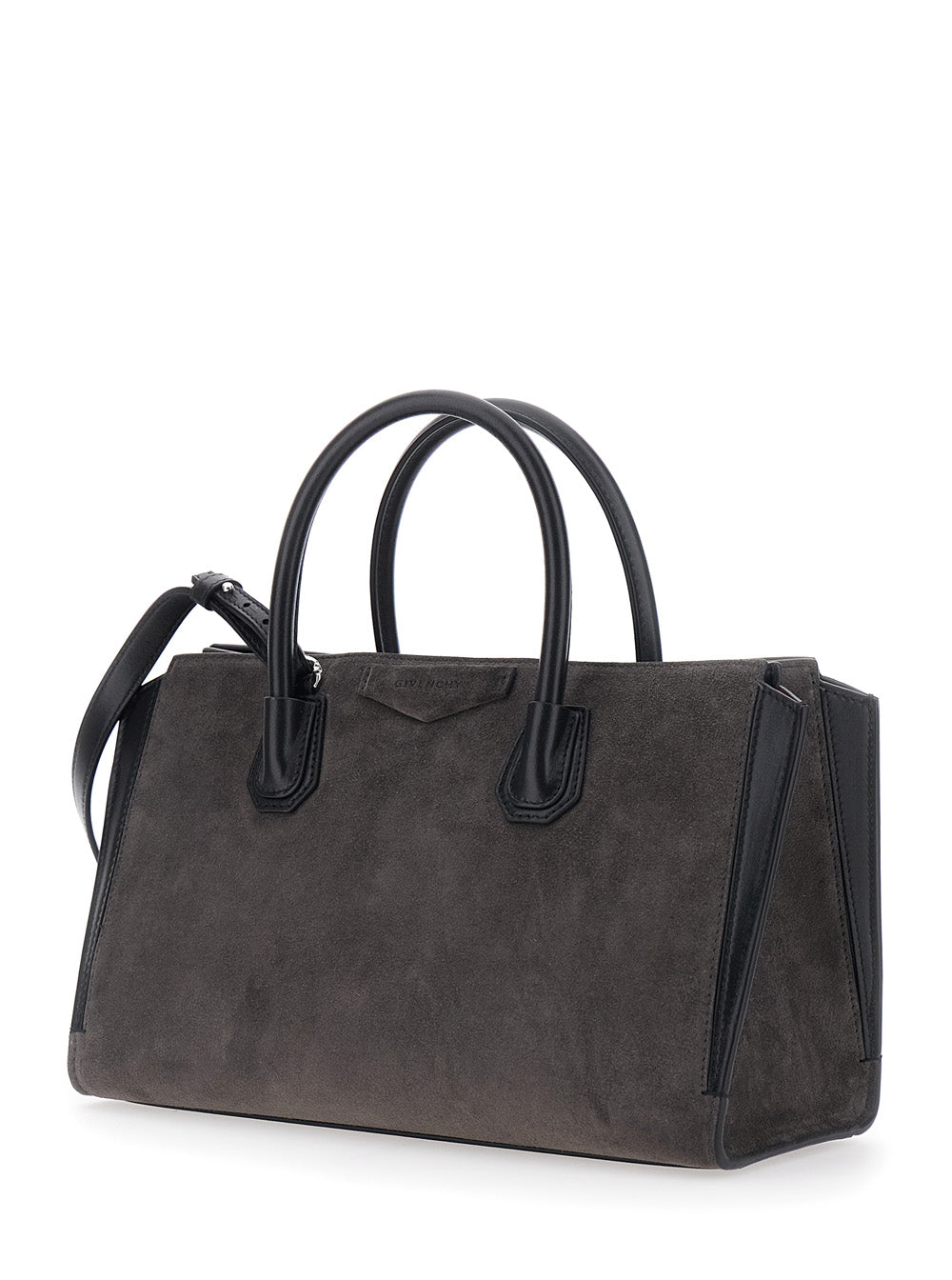 Givenchy Women 'Catchall Antigona Small' Grey Handbag With Logo Lettering On The Front In Suede For Women GIVENCHY