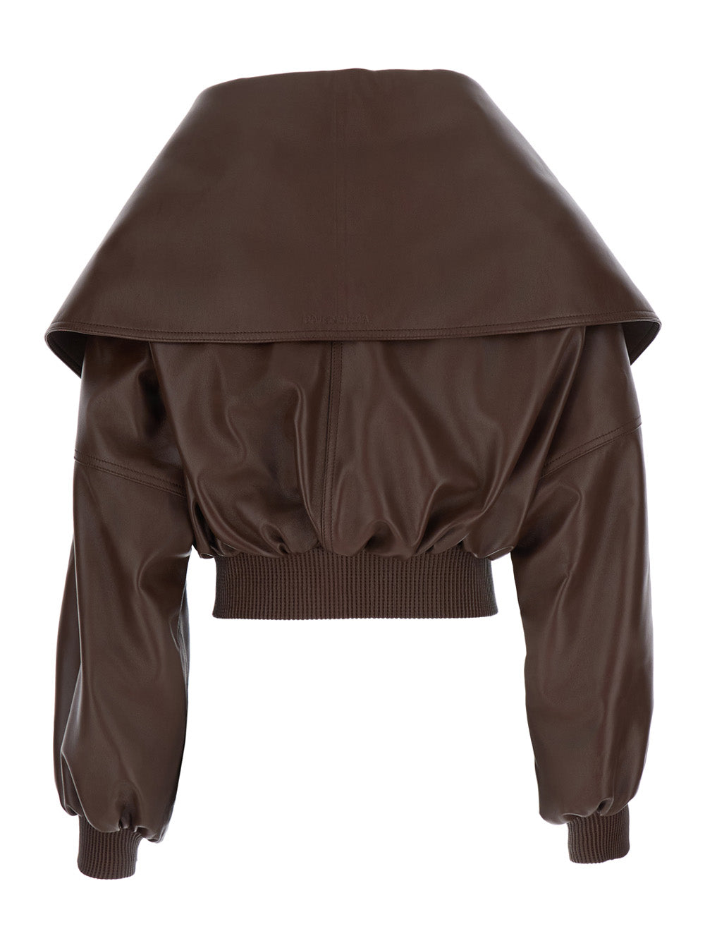 Balenciaga Women Brown Short Jacket With Oversized Collar And Ribbed Trims In Leather For Women BALENCIAGA