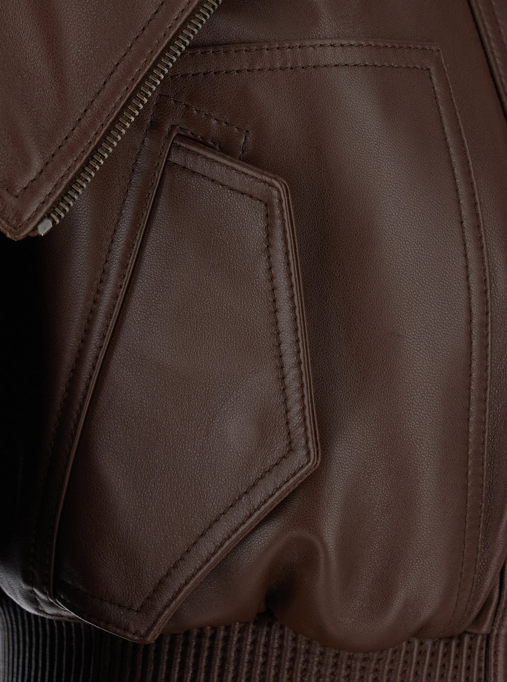 Balenciaga Women Brown Short Jacket With Oversized Collar And Ribbed Trims In Leather For Women BALENCIAGA