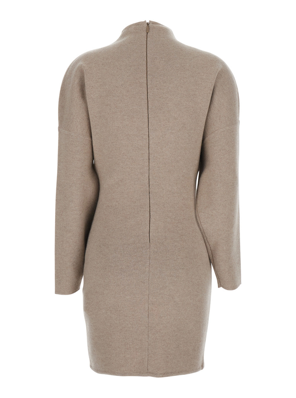 Max Mara Women 'Racconto' Beige Dress With High Neck And Zip Closure At The Back In Wool And Cashmere For Women MAX MARA
