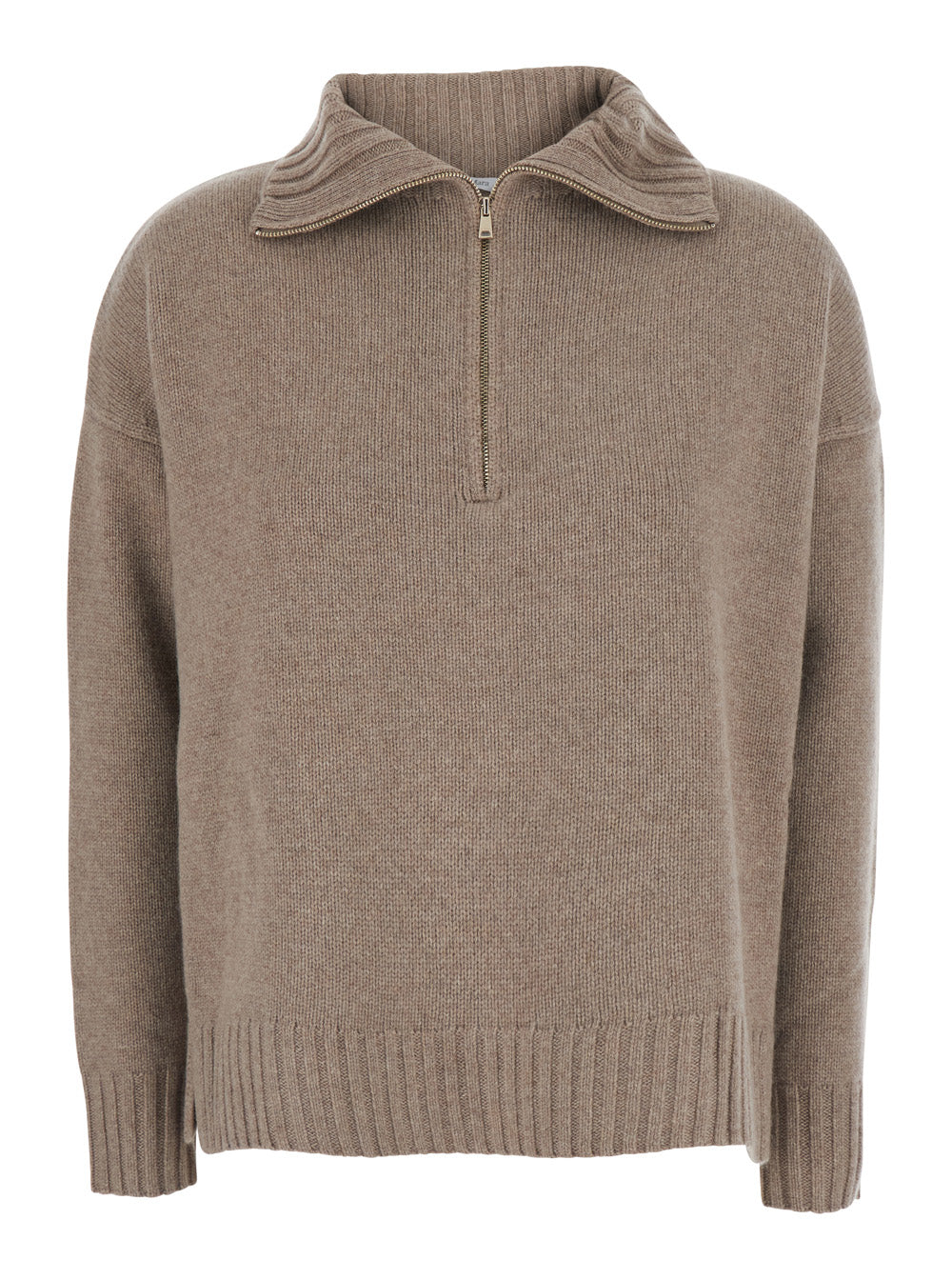 Max Mara Women 'Crasso' Beige Sweater With Dropped Shoulders And Front Zip Closure In Cashmere For Women MAX MARA