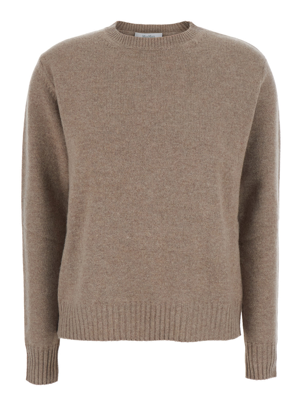 Max Mara Women 'Lume' Beige Crew Neck Sweater With Ribbed Trims In Wool For Women MAX MARA