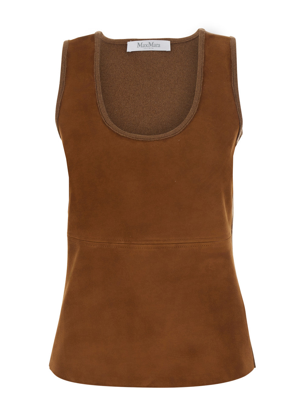 Max Mara Women Beige Sleeveless Top With Round Neck In Wool And Cashmere For Women MAX MARA