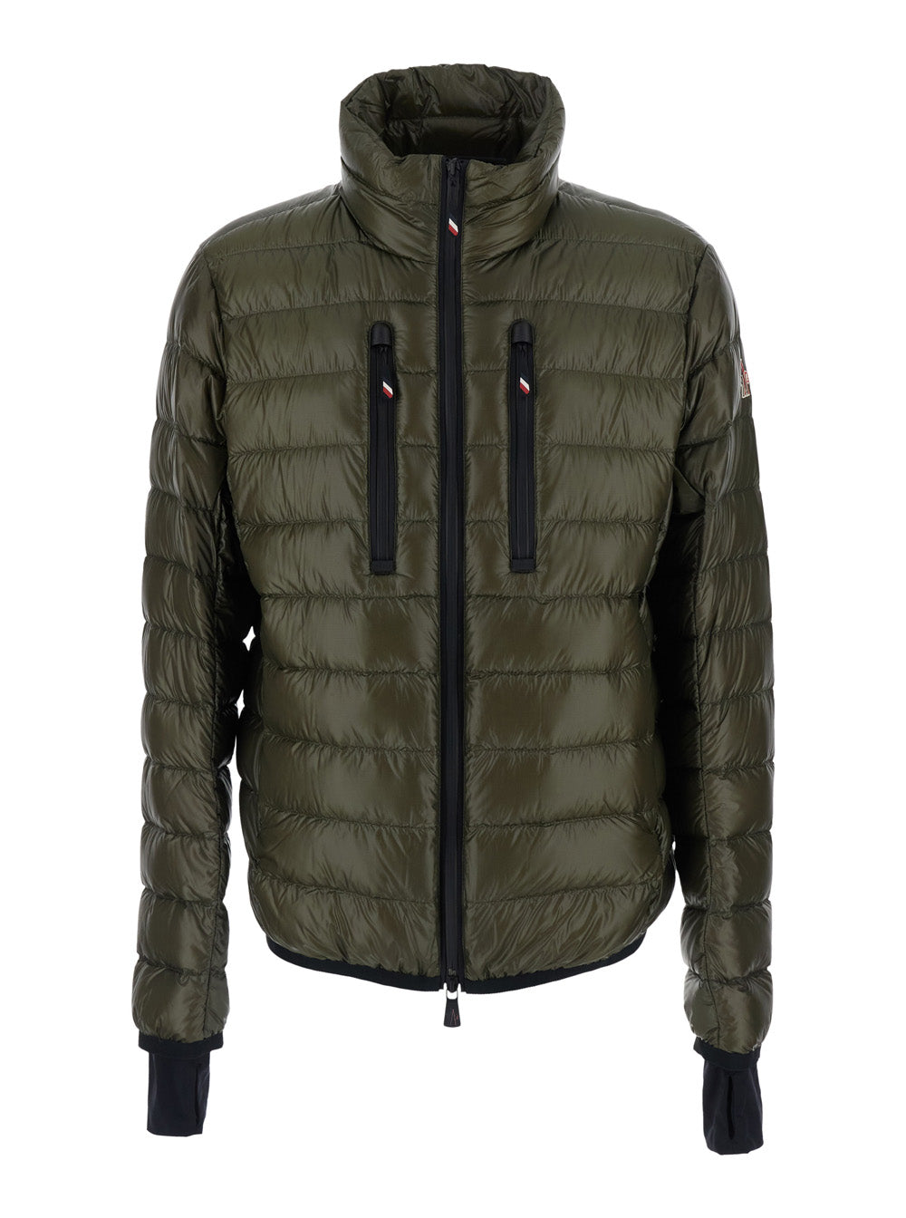 Moncler Grenoble Men 'Hers' Green Down Jacket With High Collar And Logo Patch On The Sleeve In Tech Fabric Man MONCLER GRENOBLE
