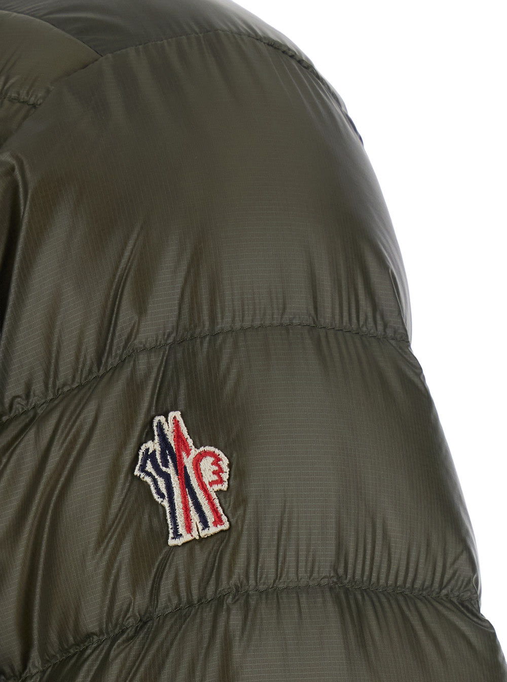 Moncler Grenoble Men 'Hers' Green Down Jacket With High Collar And Logo Patch On The Sleeve In Tech Fabric Man MONCLER GRENOBLE