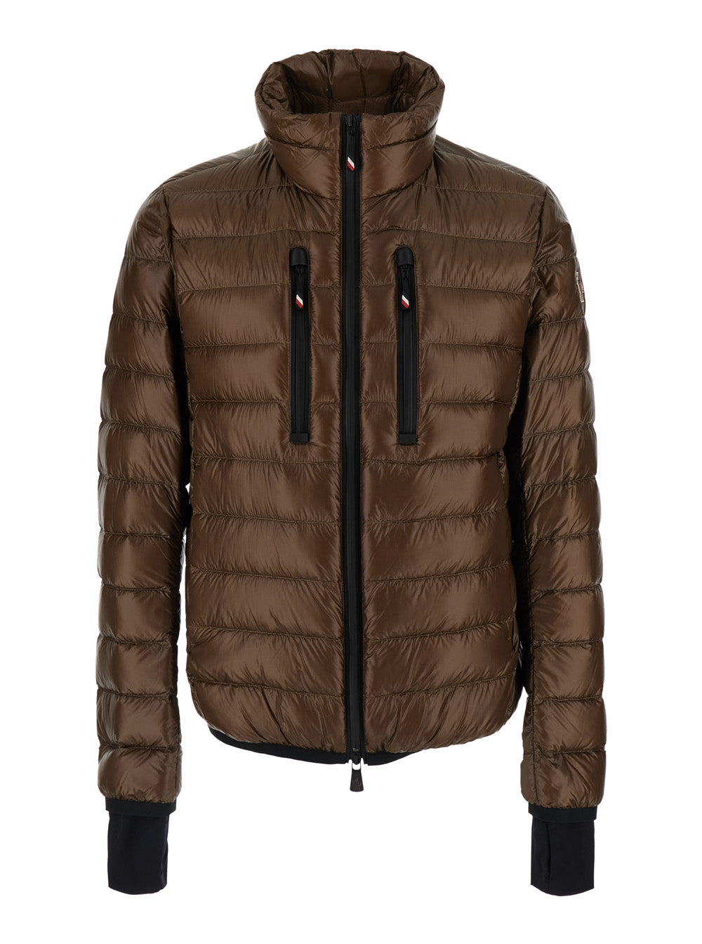Moncler Grenoble Men 'Hers' Brown Down Jacket With High Neck And Logo Patch On The Sleeve In Tech Fabric Men MONCLER GRENOBLE