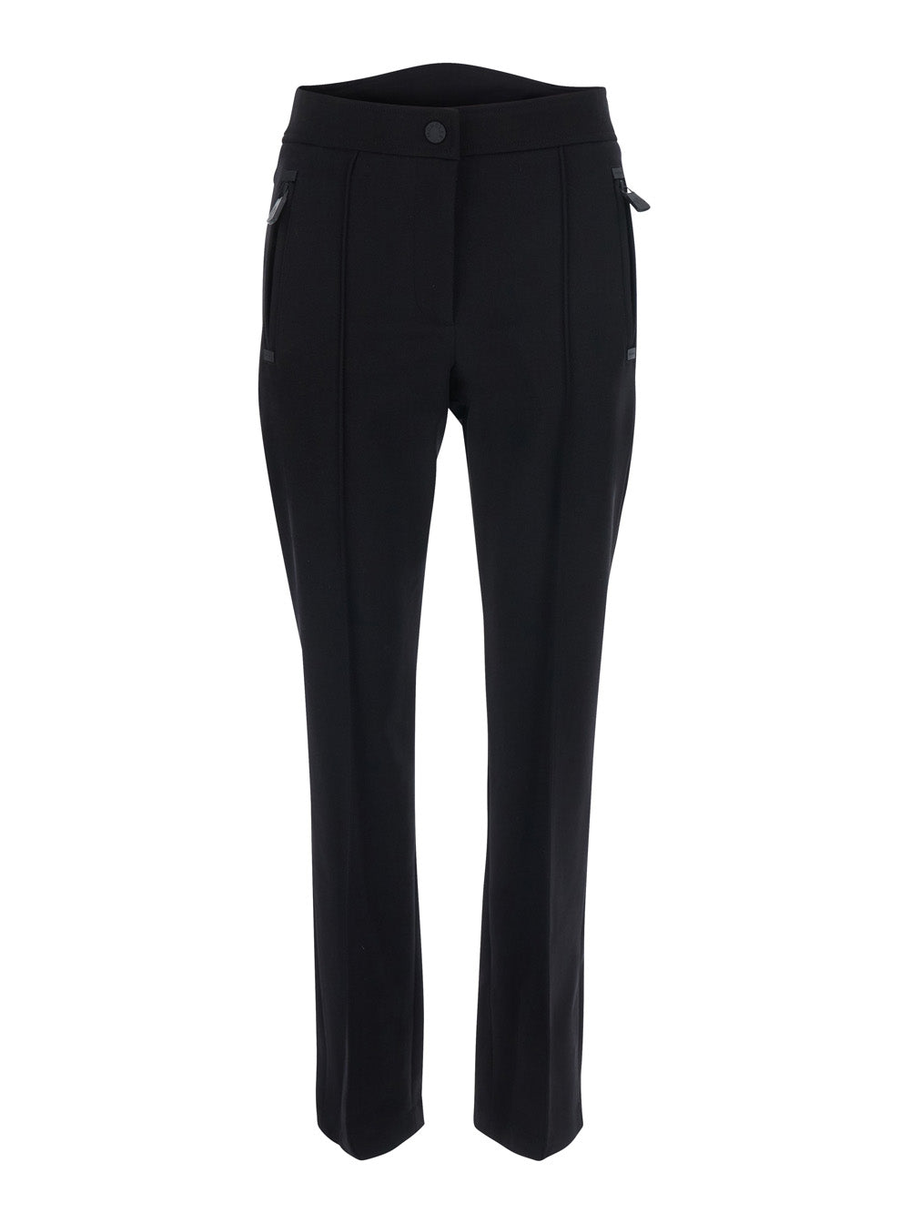 Moncler Grenoble Women Black Stretch Pants With Logo Patch On The Back In Tech Fabric Women MONCLER GRENOBLE