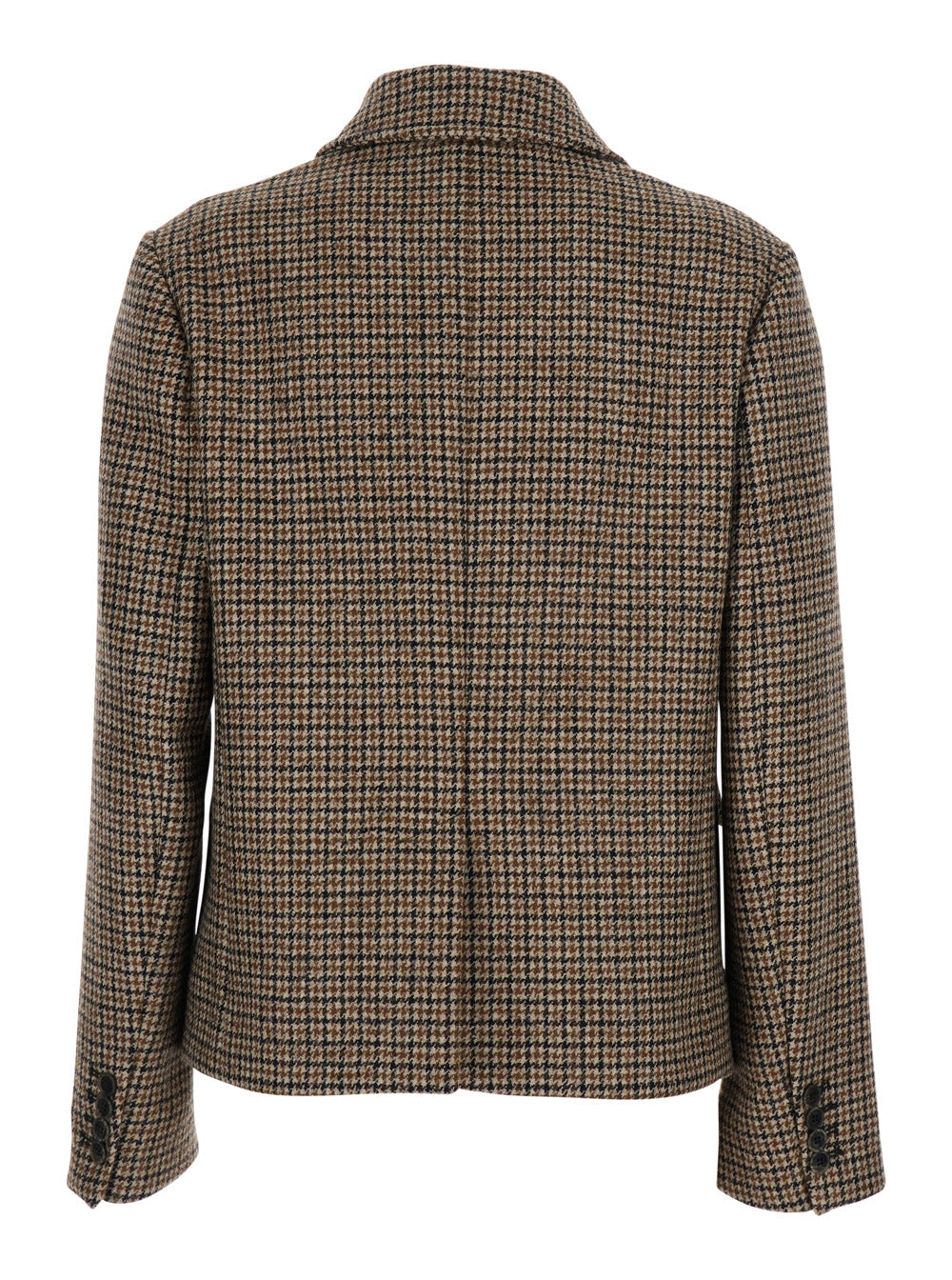 P.A.R.O.S.H. Women Beige Jacket With Classic Collar And All-Over Check Motif In Wool For Women P.A.R.O.S.H.