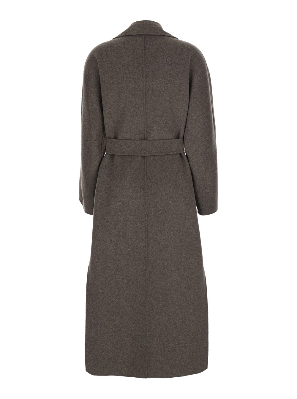 'S Maxmara Women 'Peonia' Brown Coat With Lapel Collar And Tie Belt At The Waist In Wool For Women S MAX MARA