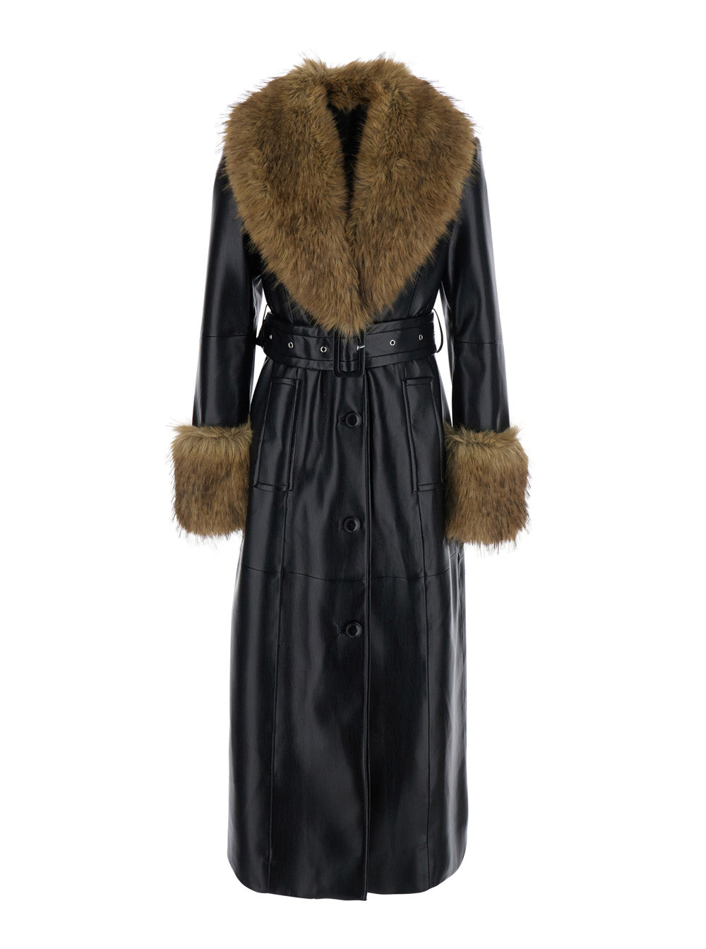 Stand Women Star Coat In Faux Leather With Collar And Long Sleeves In Black For Women STAND STUDIO