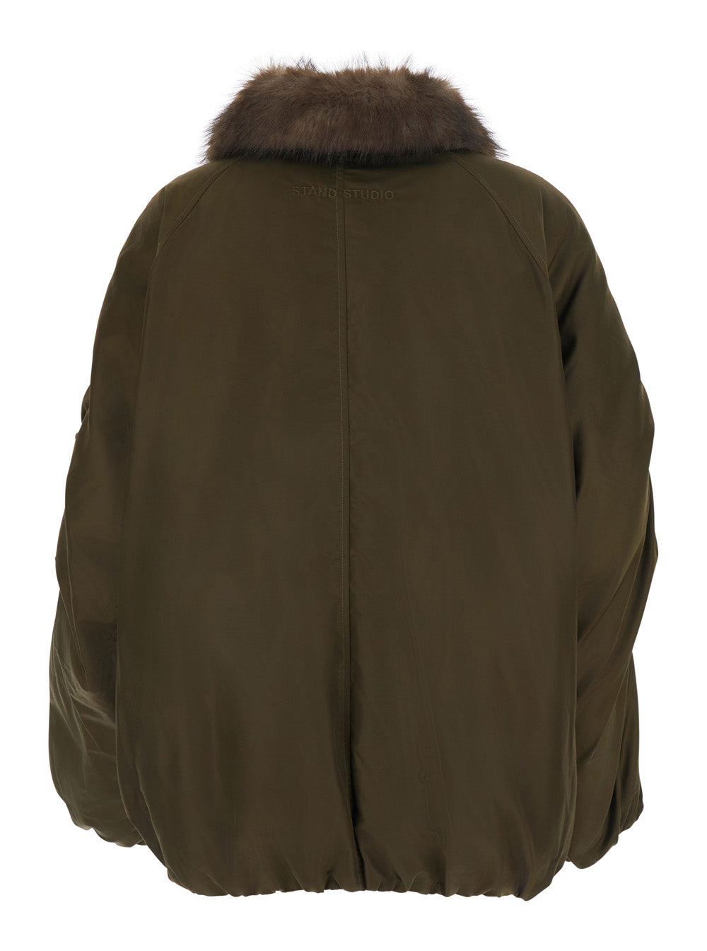 Stand Women Thilda Jacket Shiny Nylon With High Collar And Zip Closure In Tech Fabric Green Woman STAND STUDIO