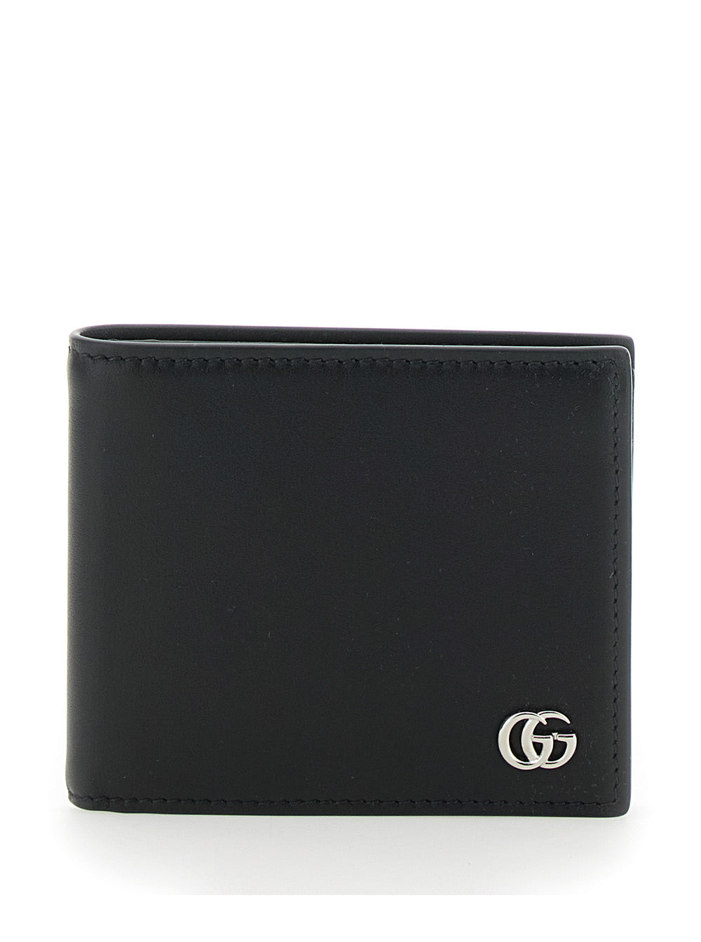 Gucci Men Black Leather Men's Bi-Fold Wallet With Logo Plate On The Front GUCCI