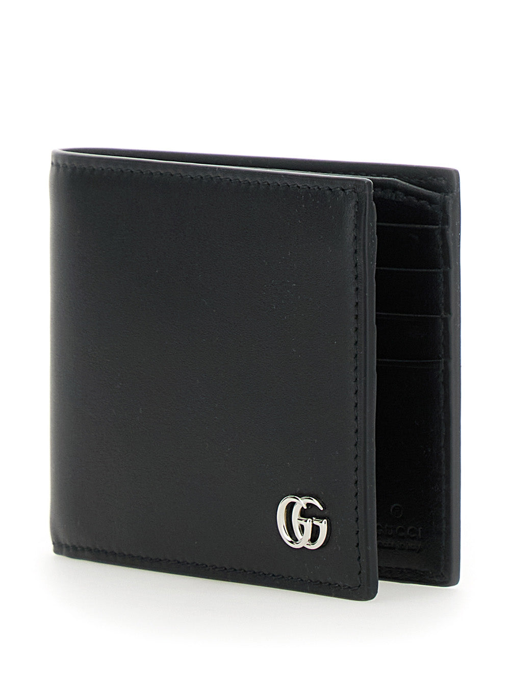 Gucci Men Black Leather Men's Bi-Fold Wallet With Logo Plate On The Front GUCCI