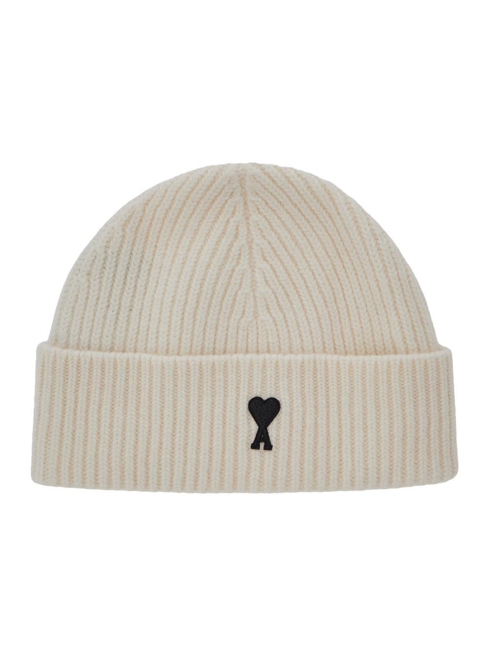 Ami Paris Men White Beanie With Adc Embroidery On The Front In Wool For Men AMI PARIS