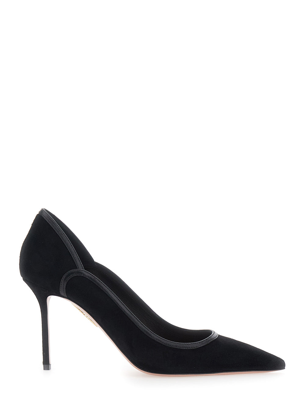 Aquazzura Women Black Pointed-Toe Pumps With Logo On The Insole In Suede Women AQUAZZURA