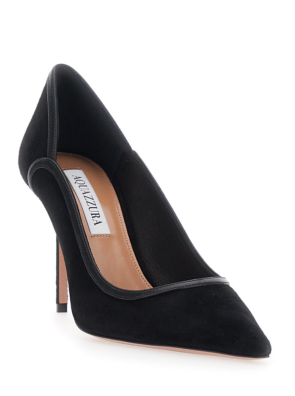 Aquazzura Women Black Pointed-Toe Pumps With Logo On The Insole In Suede Women AQUAZZURA