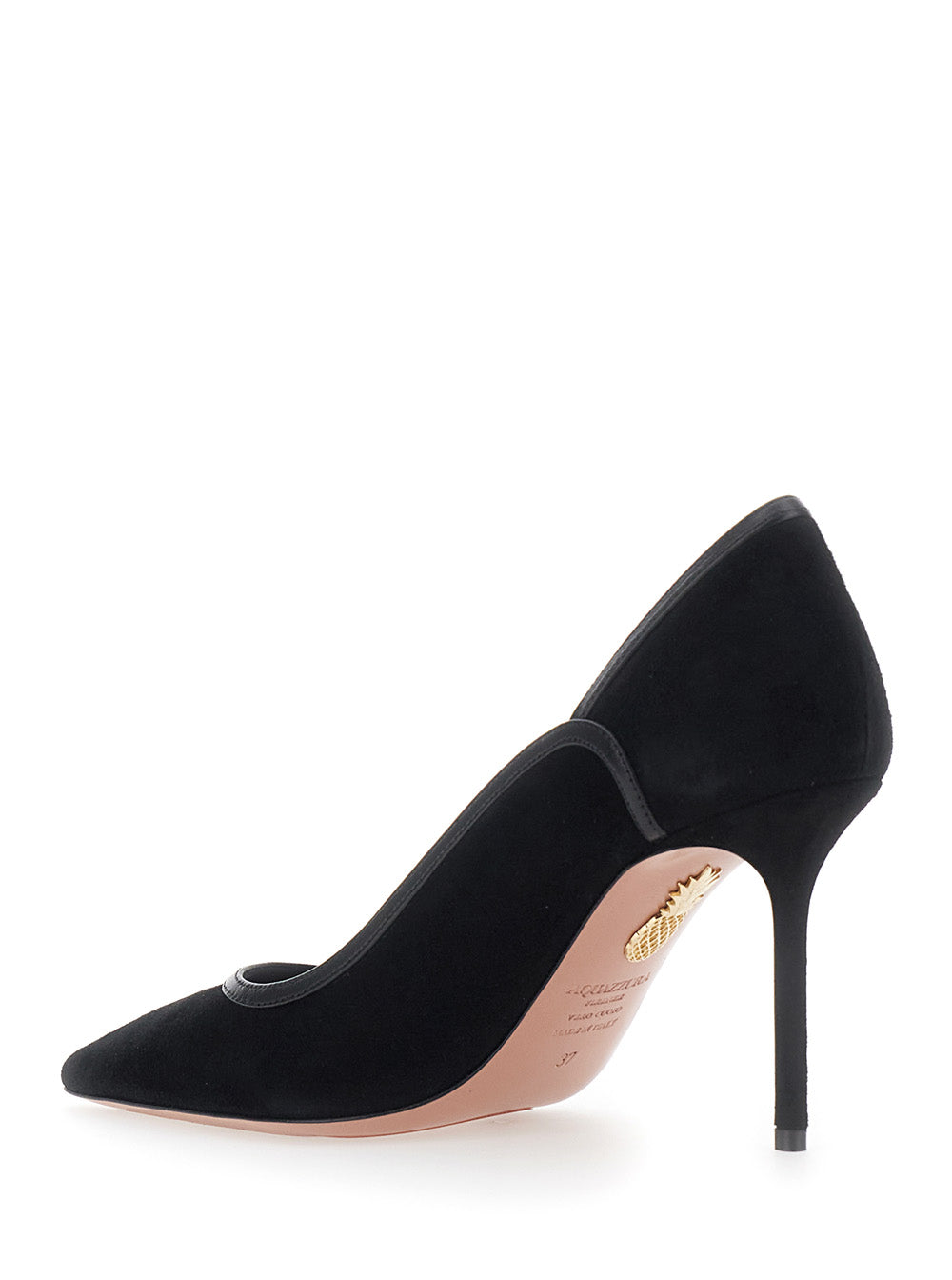 Aquazzura Women Black Pointed-Toe Pumps With Logo On The Insole In Suede Women AQUAZZURA