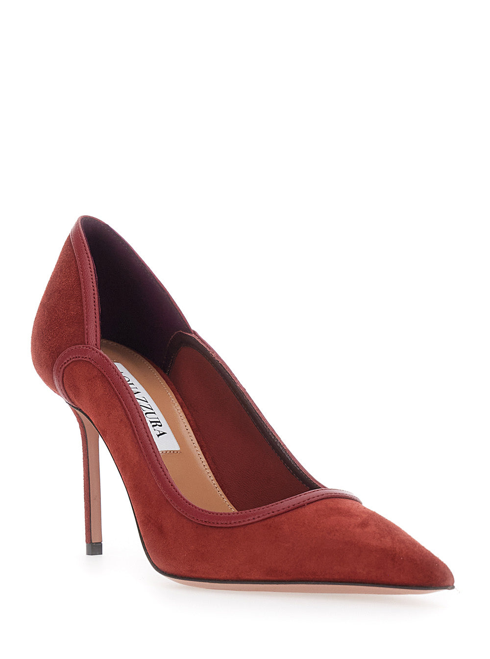 Aquazzura Women Red Pointed-Toe Pumps With Logo On The Insole In Suede Women AQUAZZURA