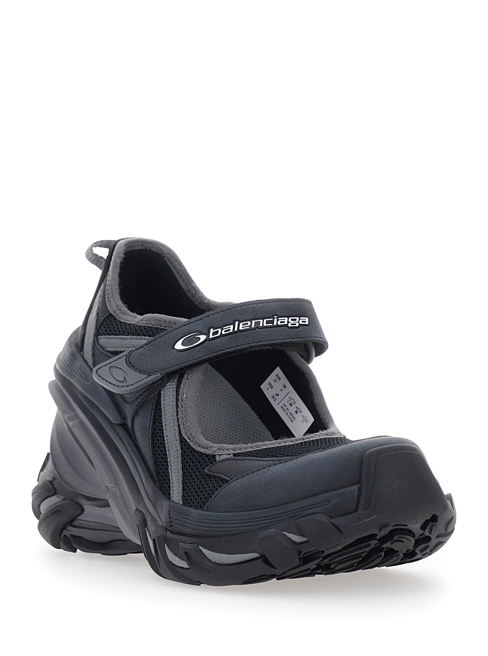 Balenciaga Women Sneakers 'Mary Jane Hydra' With Wedge And Logo Lettering On The Front In Tech Fabric Black Women BALENCIAGA