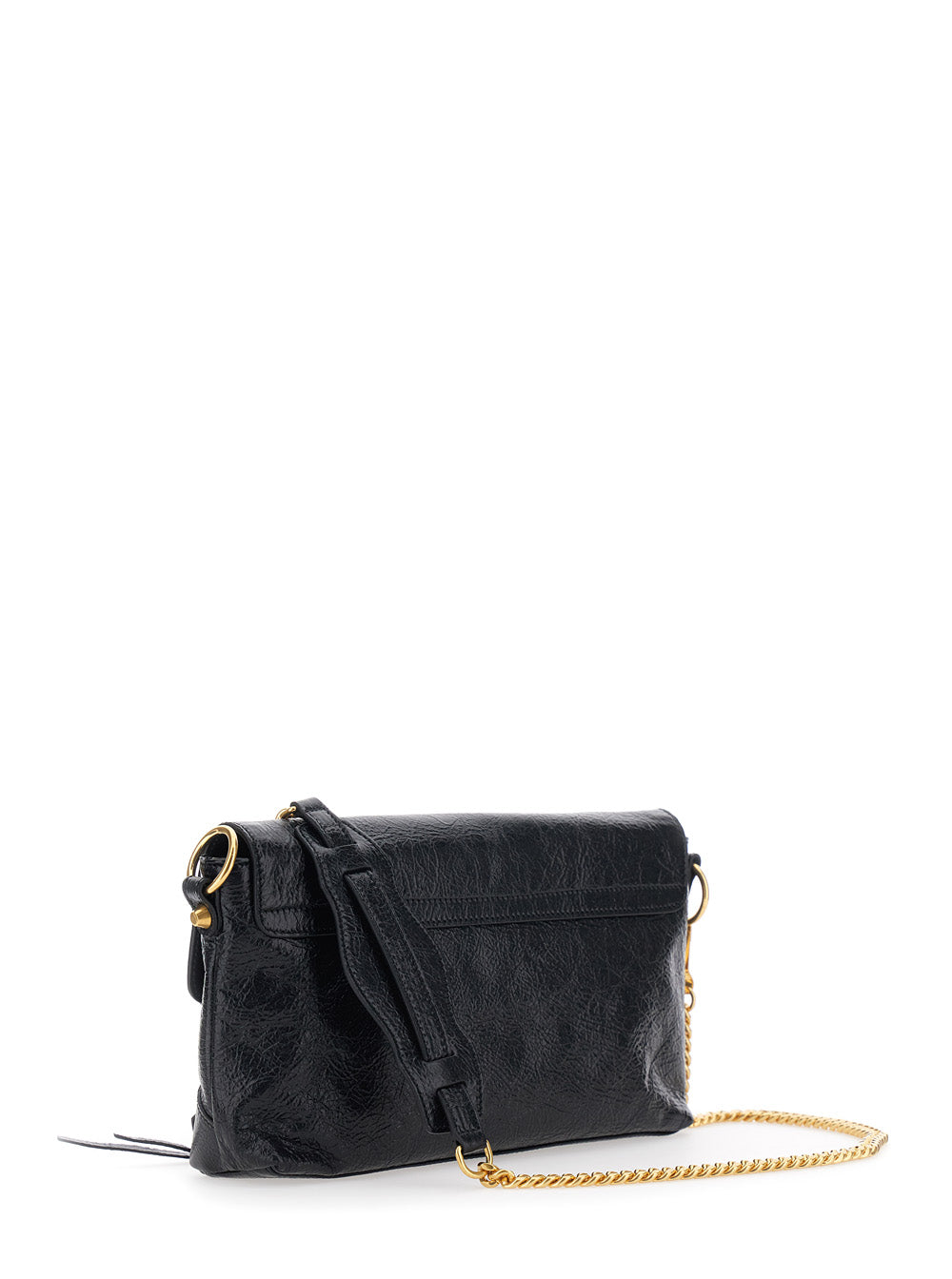 Balenciaga Women 'Le City' Black Clutch With Removable Chain Shoulder Strap And A Front Zip Pocket In Leather For Women BALENCIAGA