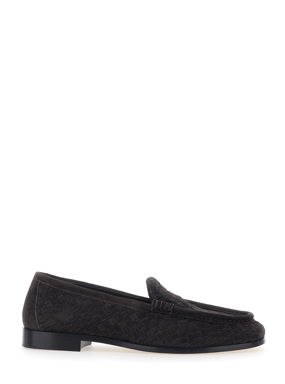 Bottega Veneta Men 'Silenzio' Brown Loafers With Rounded Toe And Woven Motif In Suede For Men BOTTEGA VENETA