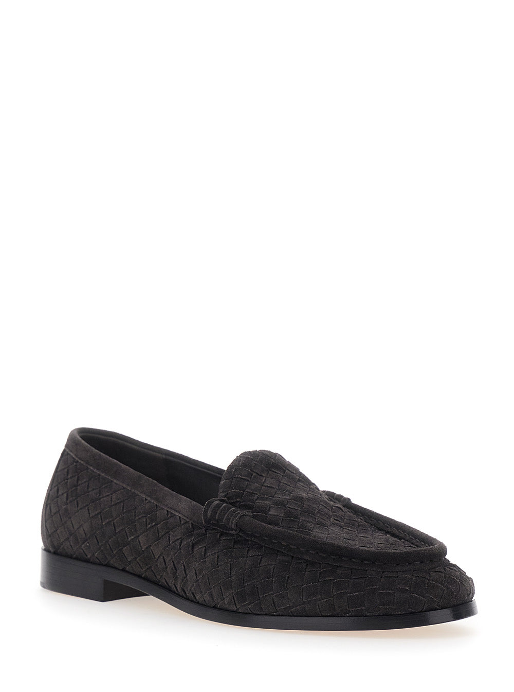 Bottega Veneta Men 'Silenzio' Brown Loafers With Rounded Toe And Woven Motif In Suede For Men BOTTEGA VENETA