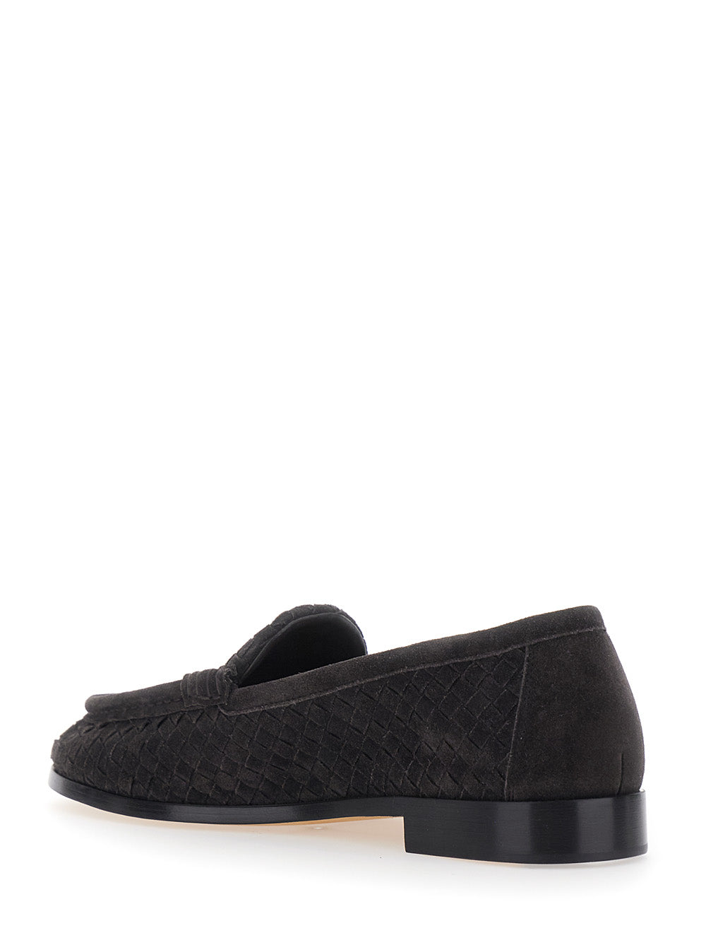 Bottega Veneta Men 'Silenzio' Brown Loafers With Rounded Toe And Woven Motif In Suede For Men BOTTEGA VENETA