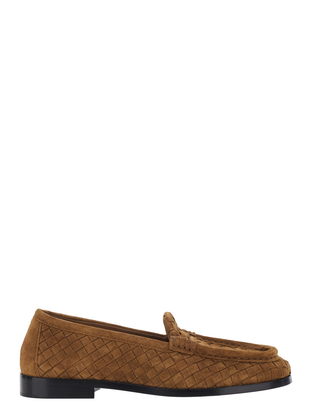 Bottega Veneta Women 'Silenzio' Beige Loafers With Rounded Toe And Woven Motif In Suede Woman BOTTEGA VENETA