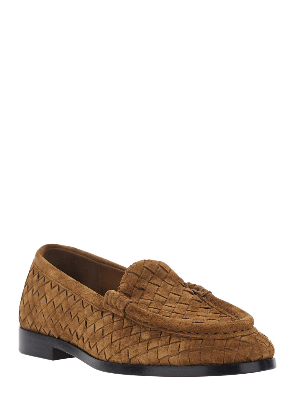 Bottega Veneta Women 'Silenzio' Beige Loafers With Rounded Toe And Woven Motif In Suede Woman BOTTEGA VENETA