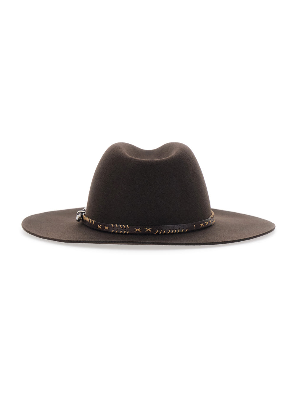Golden Goose Men Brown  Fedora With Wide Brim And Front Buckle Strap In Wool For Men GOLDEN GOOSE