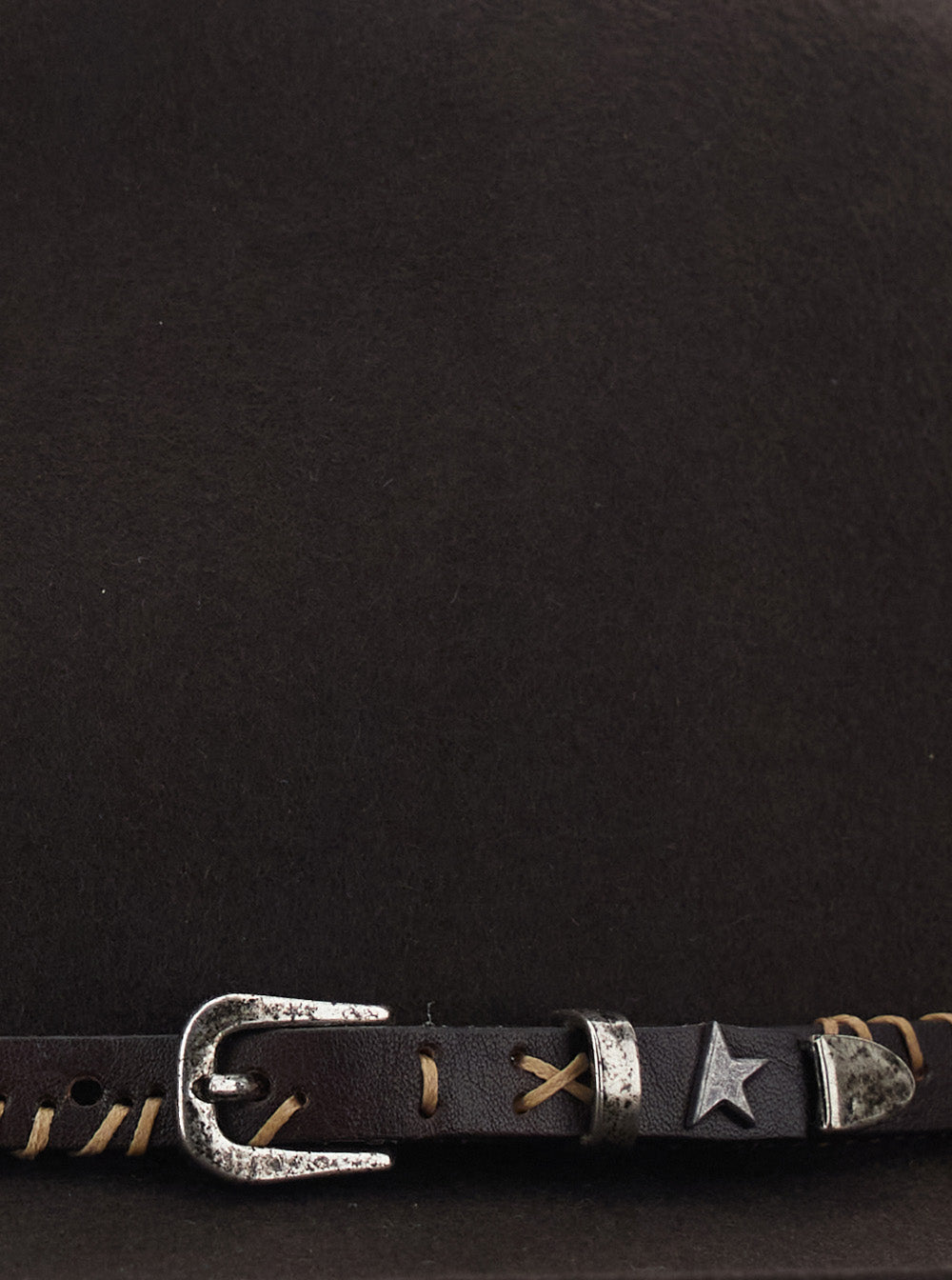 Golden Goose Men Brown  Fedora With Wide Brim And Front Buckle Strap In Wool For Men GOLDEN GOOSE