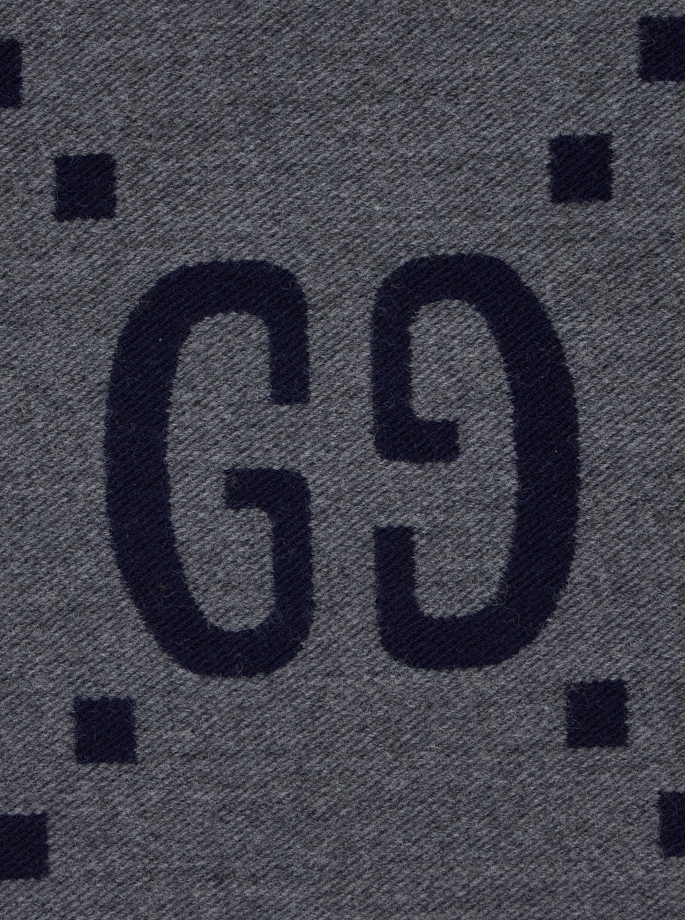 Gucci Men Grey Scarf With Fringed Trim And All-Over Gg Motif In Wool For Men GUCCI