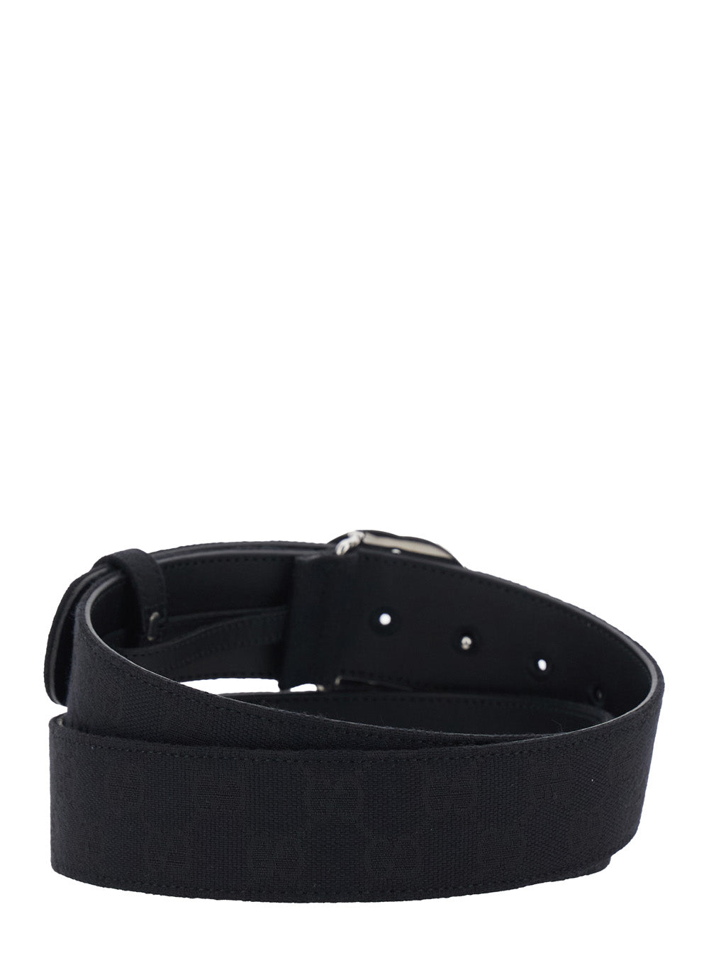 Gucci Men Black Belt With Interlocking Gg Buckle In Gg Canvas For Men GUCCI