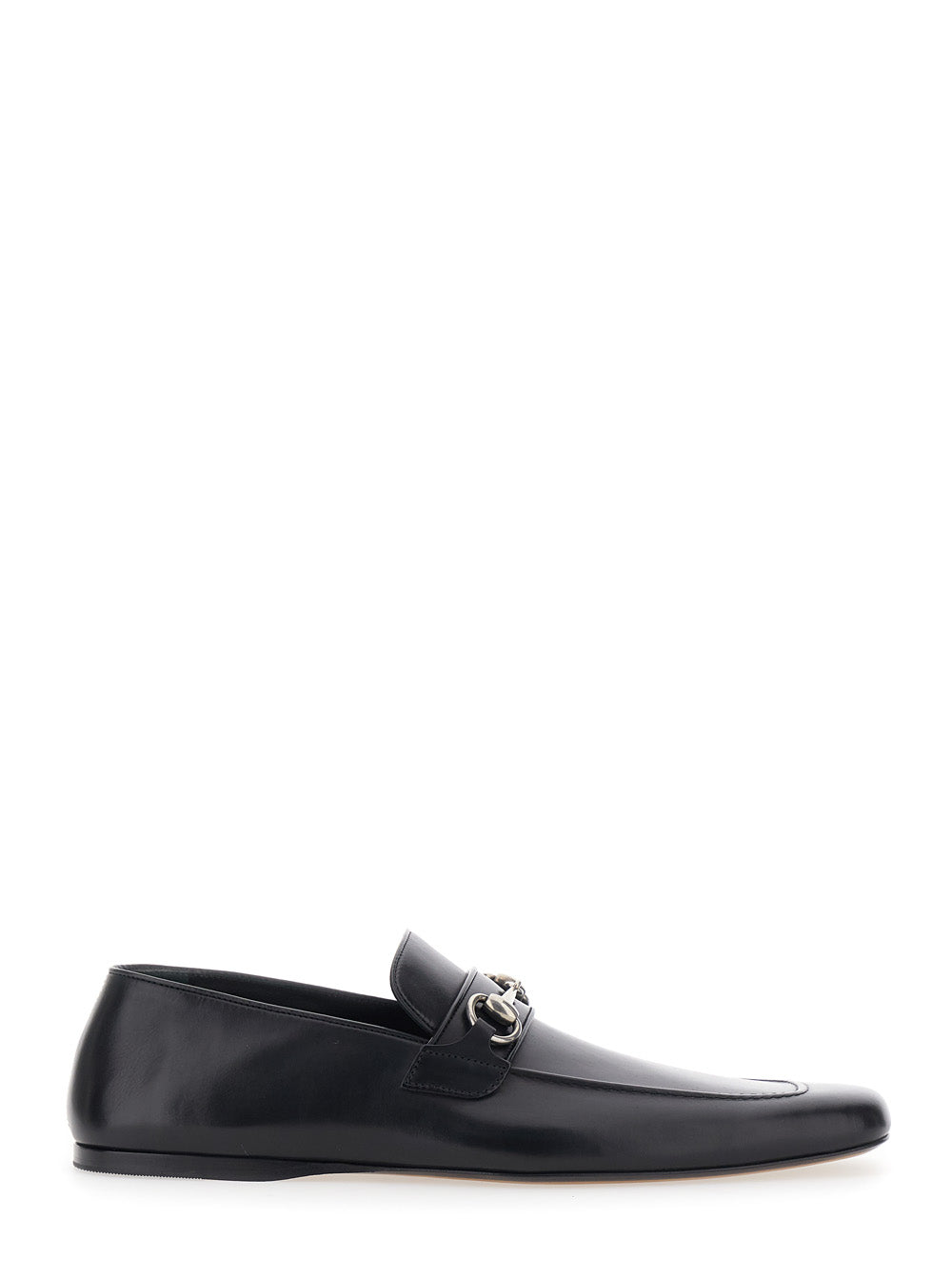 Gucci Men Black Loafers With Metal Horsebit On The Front In Leather For Men GUCCI