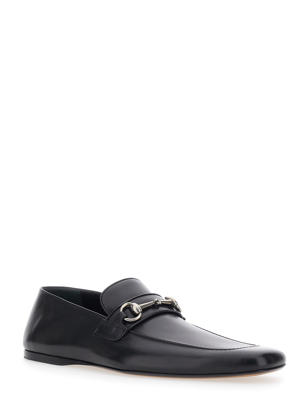 Gucci Men Black Loafers With Metal Horsebit On The Front In Leather For Men GUCCI