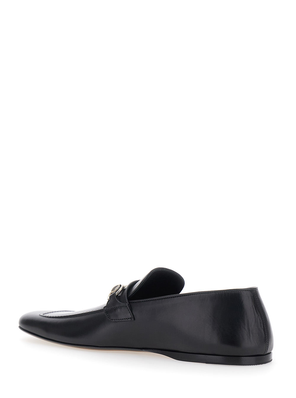Gucci Men Black Loafers With Metal Horsebit On The Front In Leather For Men GUCCI