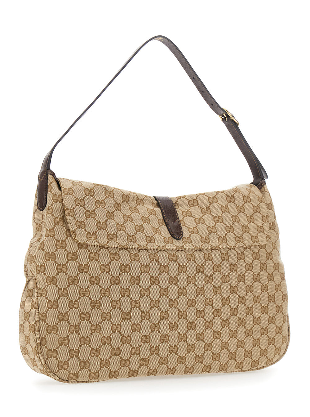 Gucci Men 'Jackey Flap' Beige Shoulder Bag With Adjustable Shoulder Strap And Piston Closure In Gg Canvas For Men GUCCI