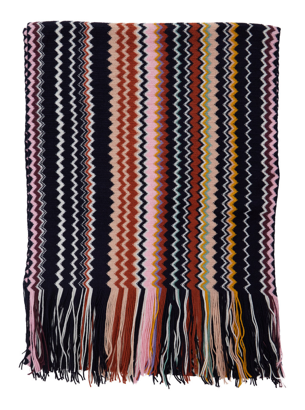 Missoni Women Multicolor Scarf With Fringed Hem And All-Over Zigzag Motif In Wool Blend For Women MISSONI