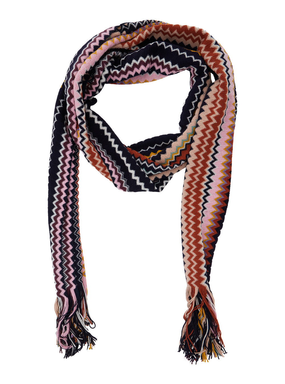 Missoni Women Multicolor Scarf With Fringed Hem And All-Over Zigzag Motif In Wool Blend For Women MISSONI