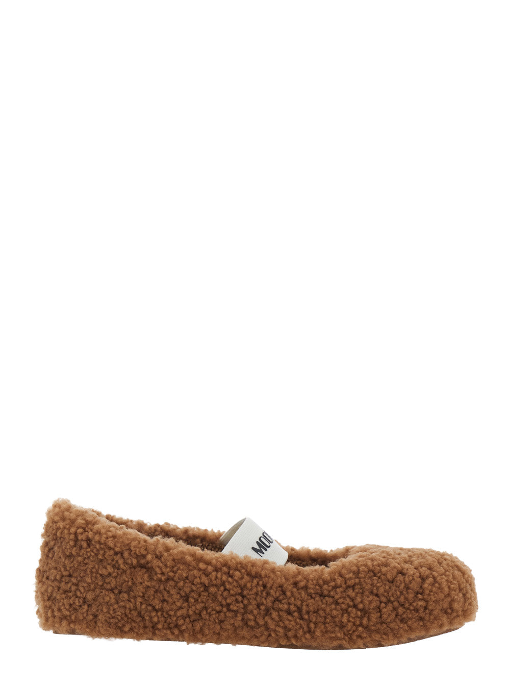 Moon Boot Women Brown Ballerina Flats With Eco-Shearling Design And Rubber Sole In Fabric Women MOON BOOT