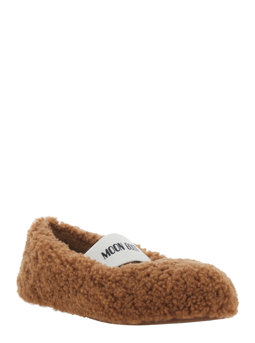 Moon Boot Women Brown Ballerina Flats With Eco-Shearling Design And Rubber Sole In Fabric Women MOON BOOT