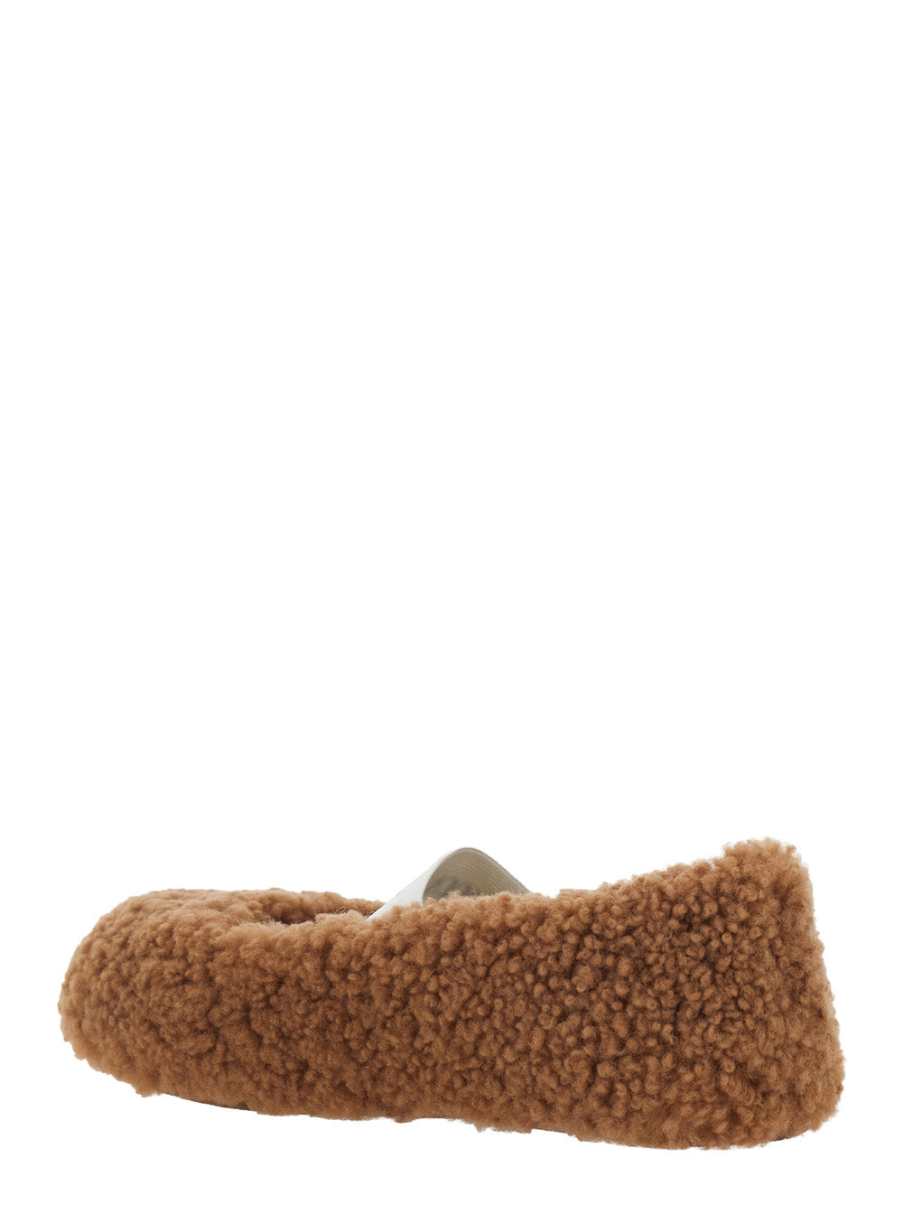 Moon Boot Women Brown Ballerina Flats With Eco-Shearling Design And Rubber Sole In Fabric Women MOON BOOT