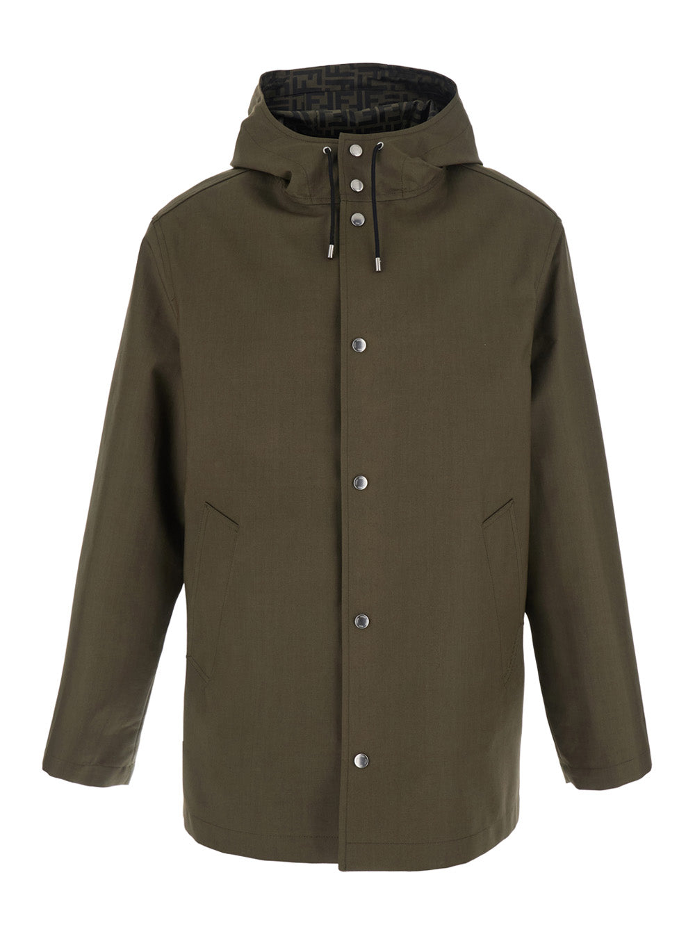 Fendi Men Green Jacket With Drawstring Hood In Cotton For Men FENDI
