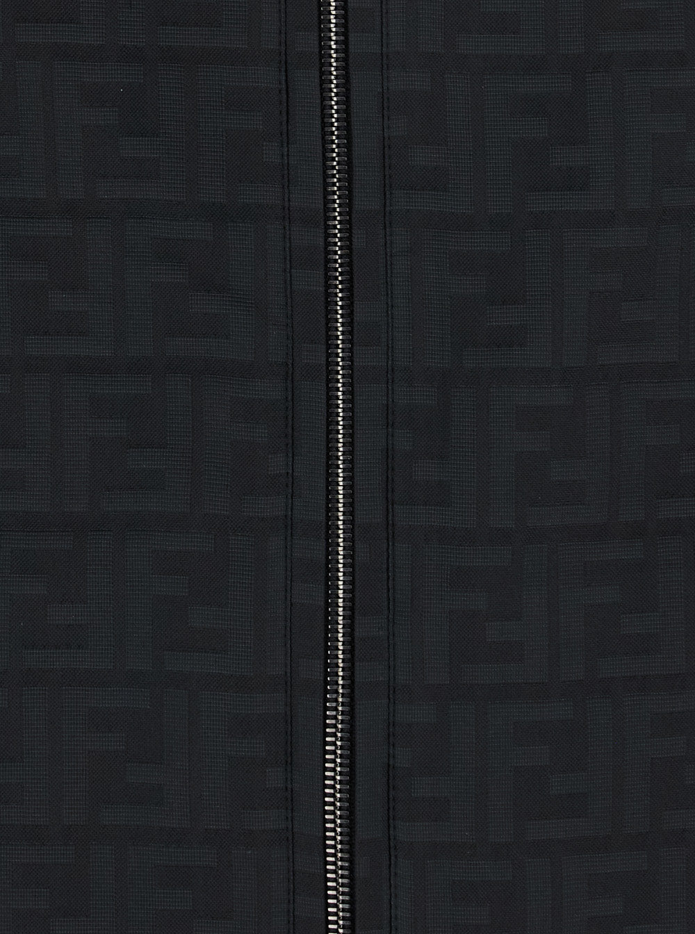 Fendi Men Black Jacket With Drawstring Hood And All-Over Ff Motif In Tech Fabric For Men FENDI
